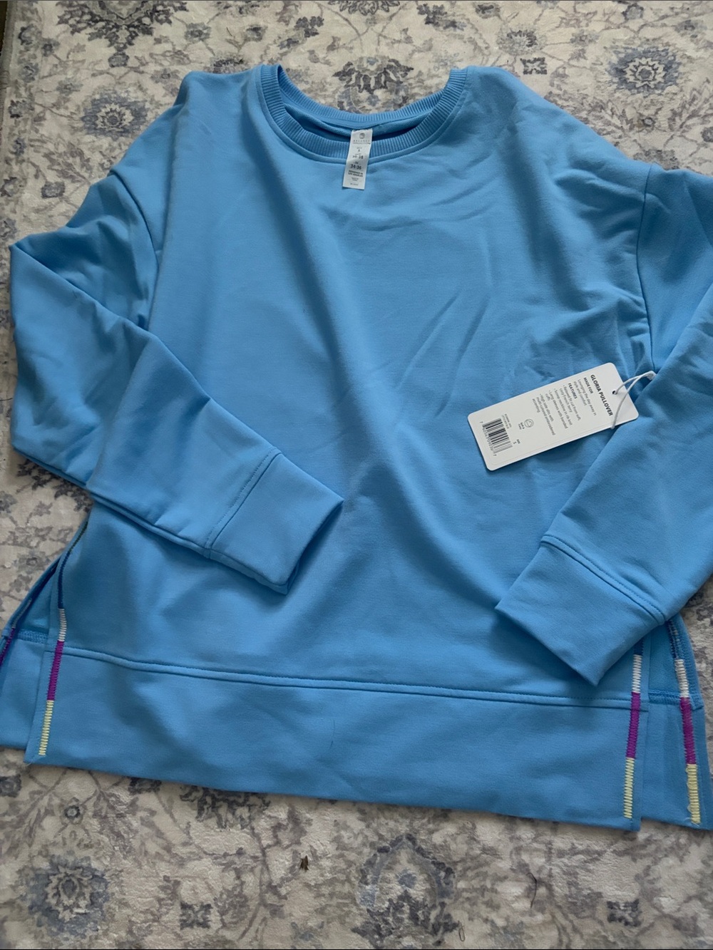 Balance Collection Light Blue Crewneck Sweatshirt with Accent Stripes